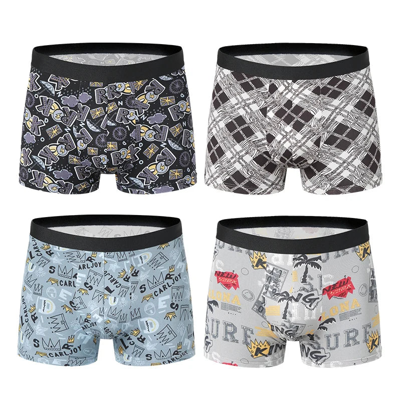 Men's Printed Boxer Shorts - 4-Pack Stretch Underwear