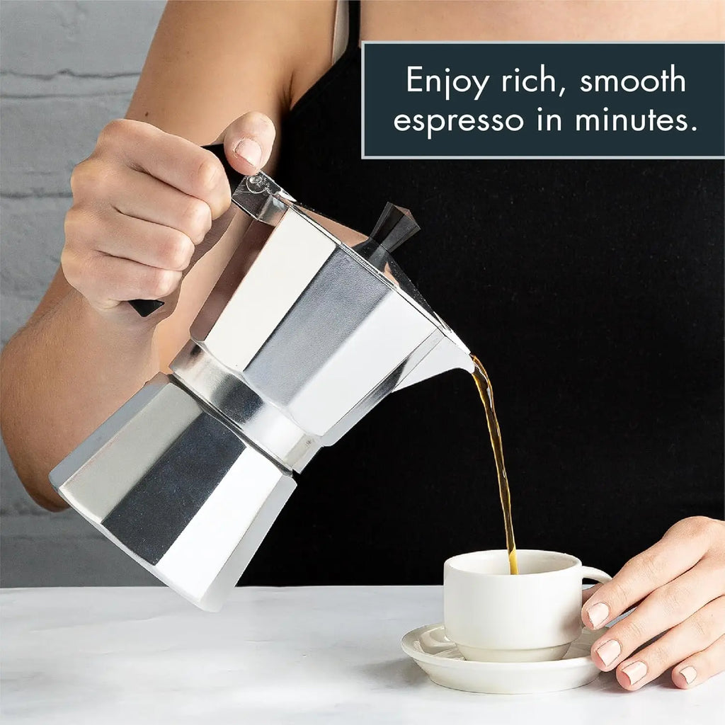 Stovetop Moka Pot - Aluminum Espresso Maker for Home Brewing