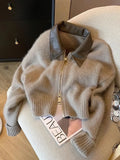 Cropped Knit Bomber Cardigan – Thick Zip Layer for Fall Outfits
