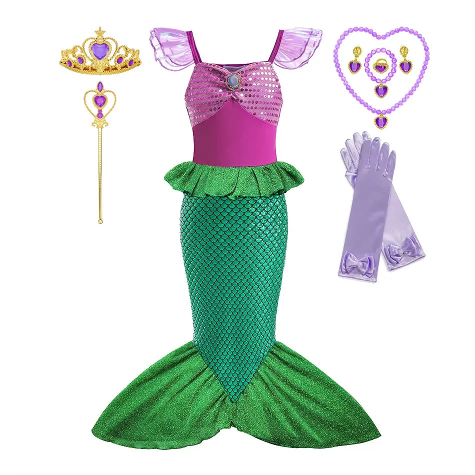 Kids Mermaid Costume Dress - Princess Party Dress Set - Dress Sets 02