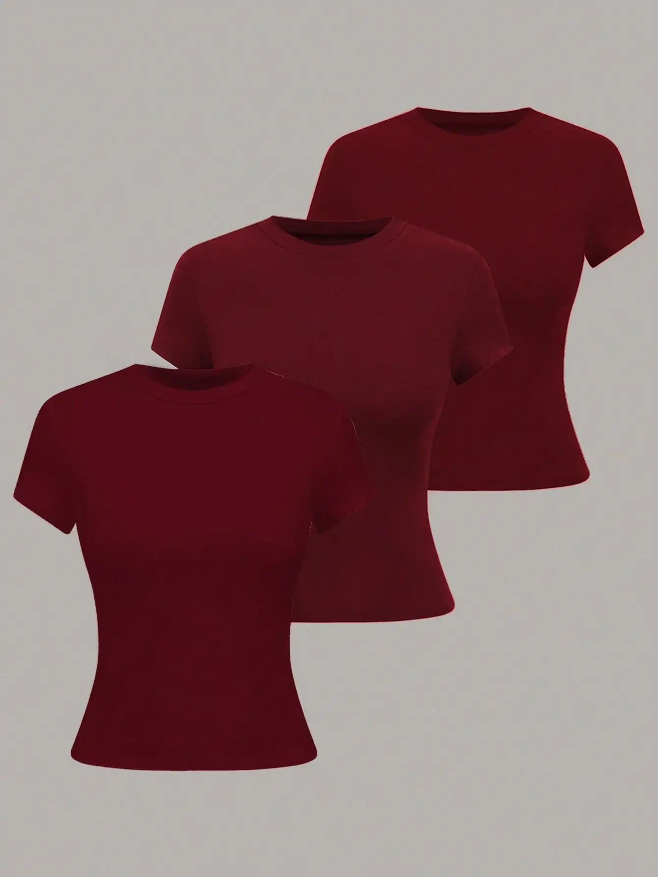 Women's Basic T-Shirt - Solid Short Sleeve Minimalist Top - Multicolor-3