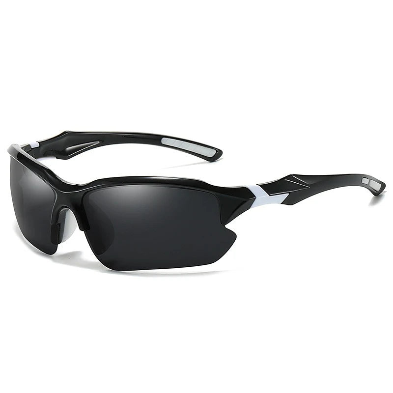 Sport Sunglasses - Polarized Outdoor Glasses for Active Wear - Black White