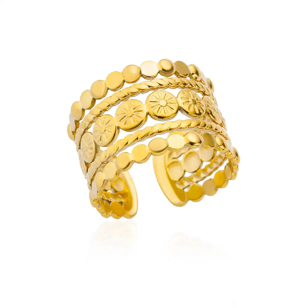 Gold-Color Stainless Steel Ring - Classic Fashion Jewelry - Style Jz4823G / Gold Color