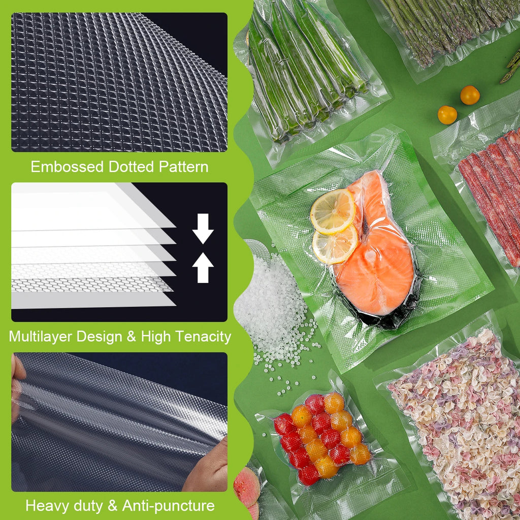 Vacuum Food Bags Sealed Storage - For Kitchen Storage and Prep