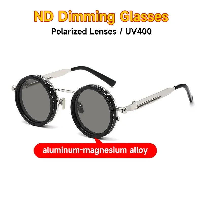 Round Dimming Sunglasses - Retro Outdoor Eyewear
