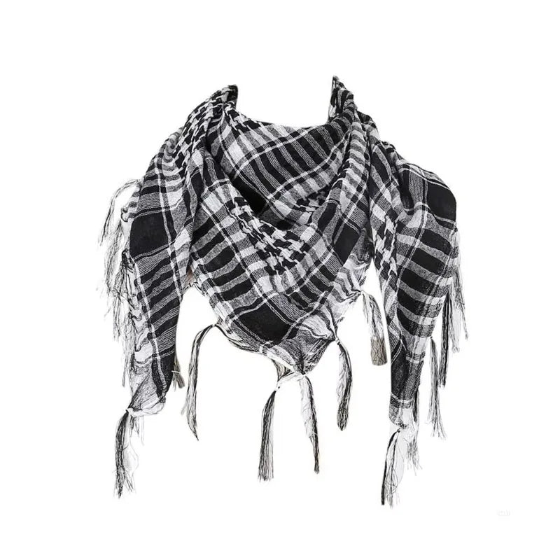 Keffiyeh Scarf Wrap - Lightweight Shemagh Head and Neck Scarf - 1 Piece-White