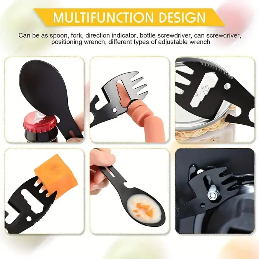 Camping Spork Tool - Fork Spoon with Opener for Outdoor Meals
