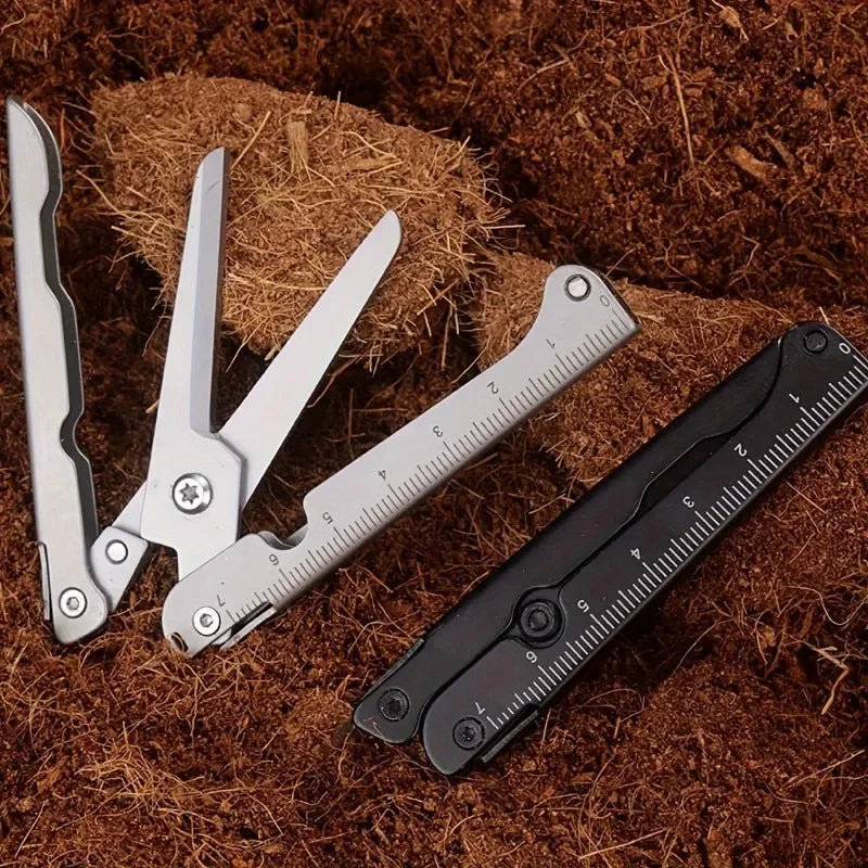 Folding Multi-Tool Scissors - Stainless Steel Camping Tool