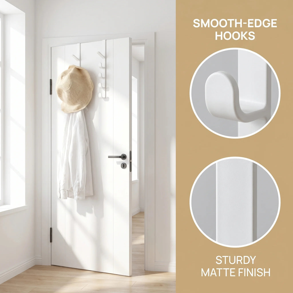 Over-Door Coat Hook Rack - 5-Hook Closet Organizer