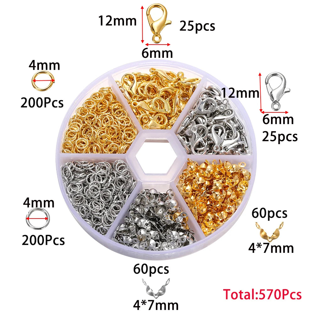 Jewelry Making Kit - Clasps, Jump Rings and Crimp Beads - 570 Pieces