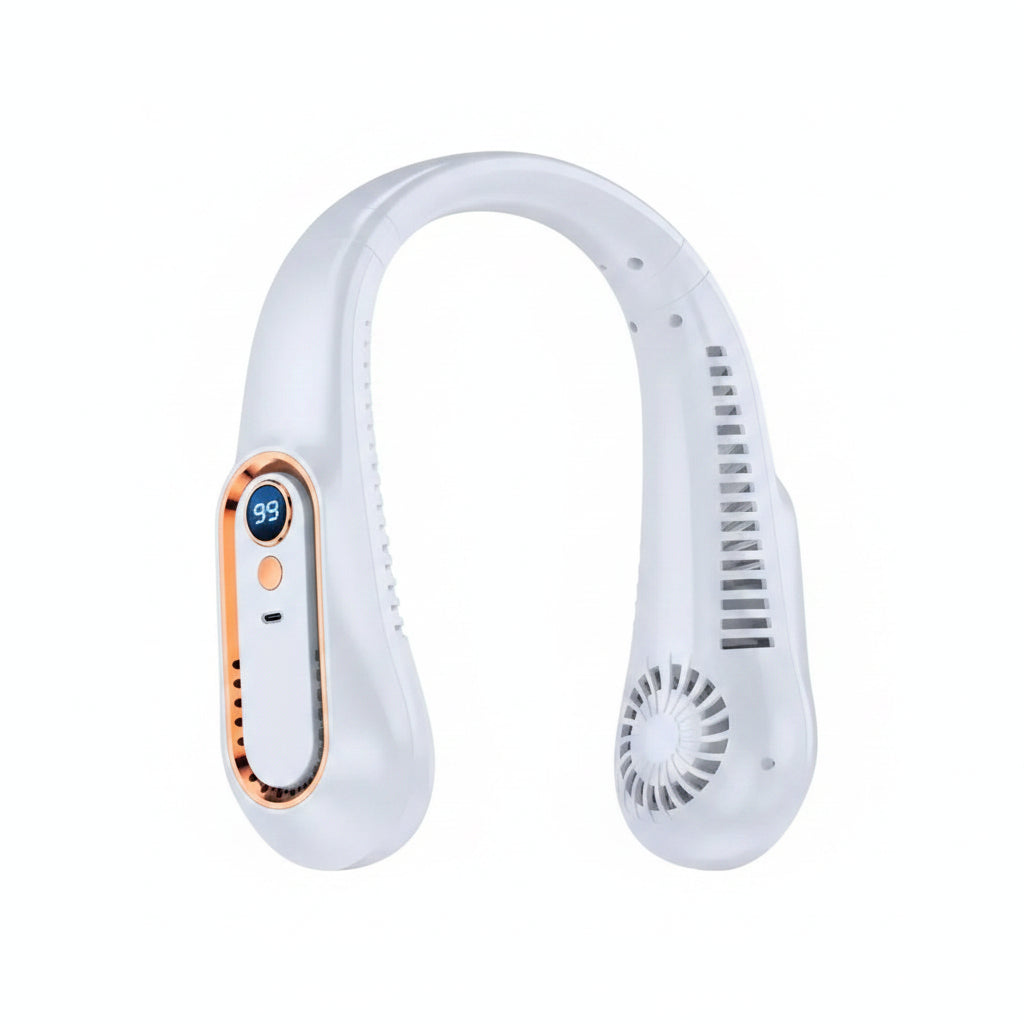 Wearable Neck Fan - USB Rechargeable Bladeless Personal Fan - White