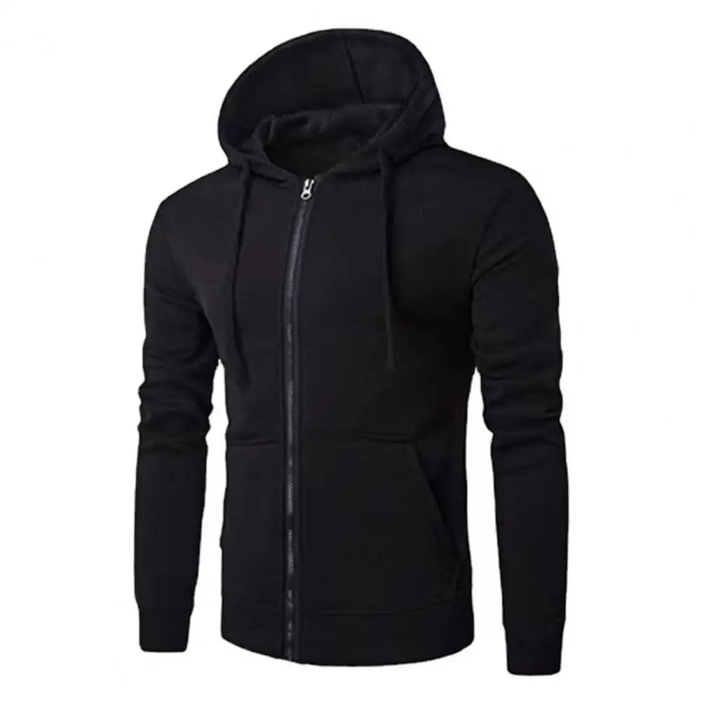 Men's Zip Hoodie - Slim Fit Casual Sweatshirt Jacket - Black