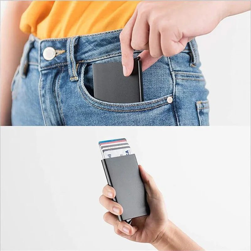 Pop-Up Minimalist Slim Card Holder Wallet in Silver 3 PCS product image