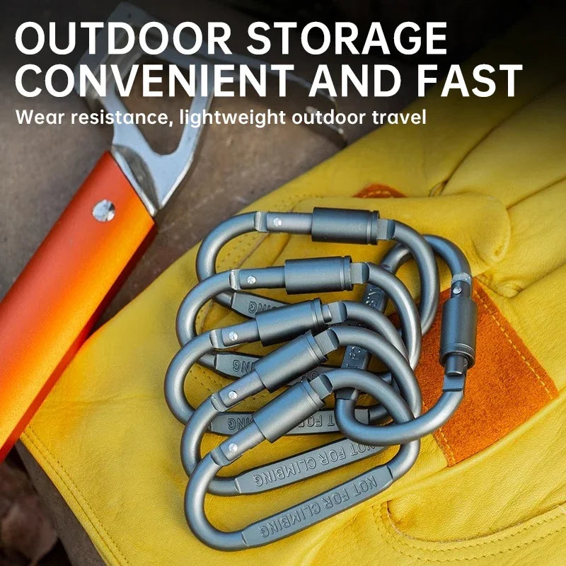 D-Shaped Carabiner Clips - Aluminum Keychain and Gear Links