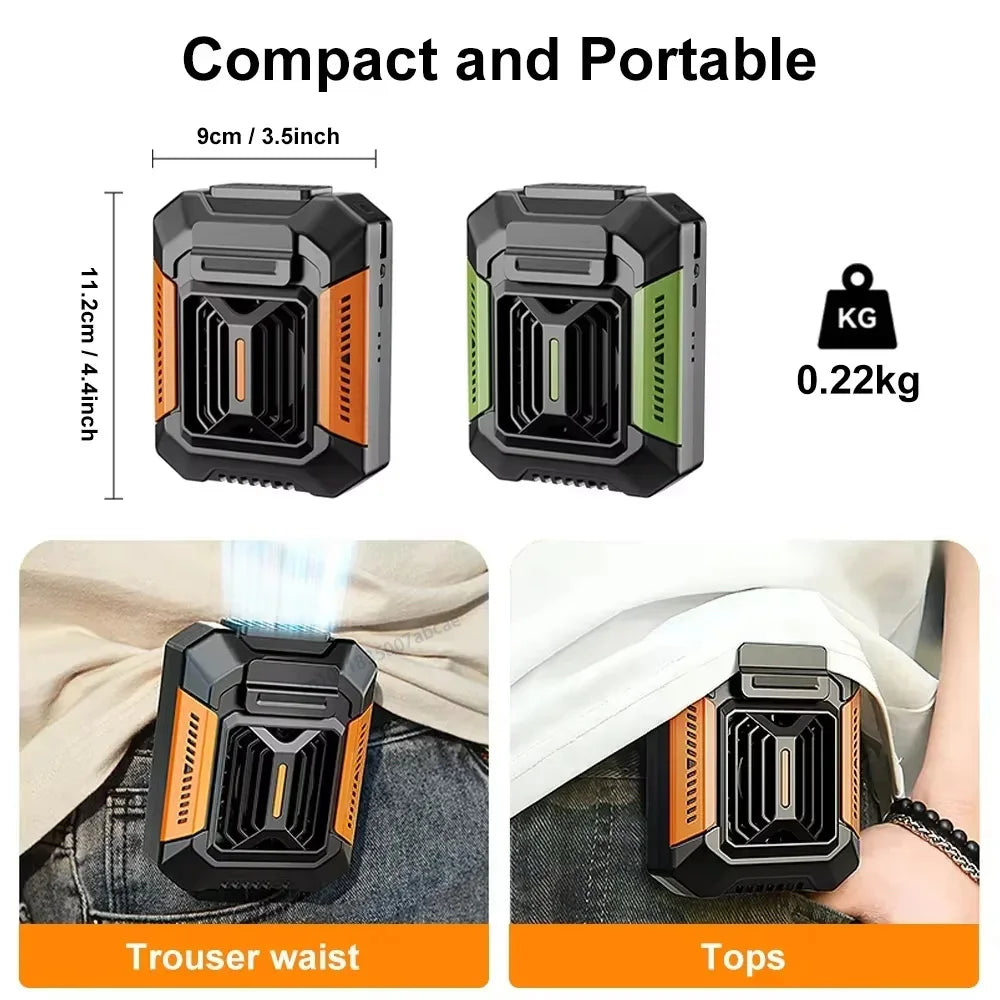 3-in-1 Rugged Tactical Waist Clip Fan - Portable Power Bank & LED Flashlight