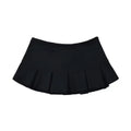 Women's Pleated Mini Skirt - Low Waist Casual Skort Style - Black