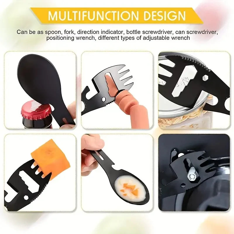 Camping Spork Tool - Fork Spoon with Opener for Outdoor Meals