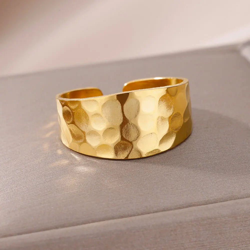 Gold-Color Stainless Steel Ring - Classic Fashion Jewelry