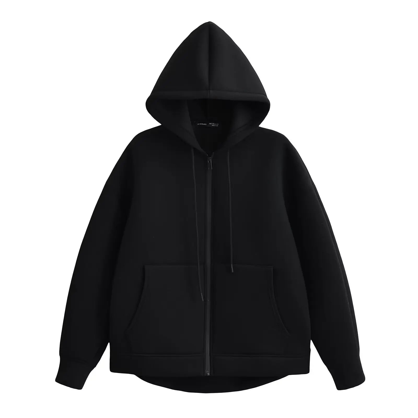 Women's Zip Hoodie - Long Sleeve Hooded Pocket Jacket - Black