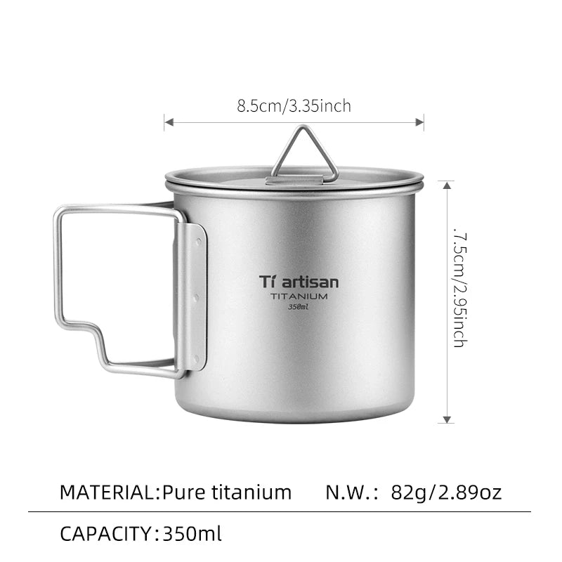 Titanium Camping Cup - Folding Handle Outdoor Drink Mug