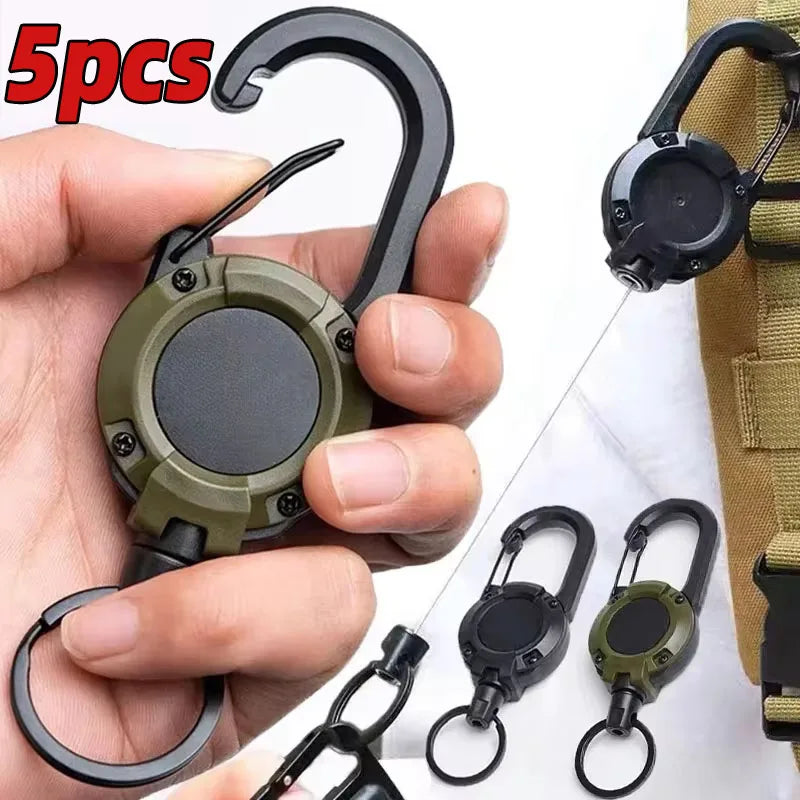 Retractable Keychain Reel - Carabiner Pull Cord Holder for Gear Organization