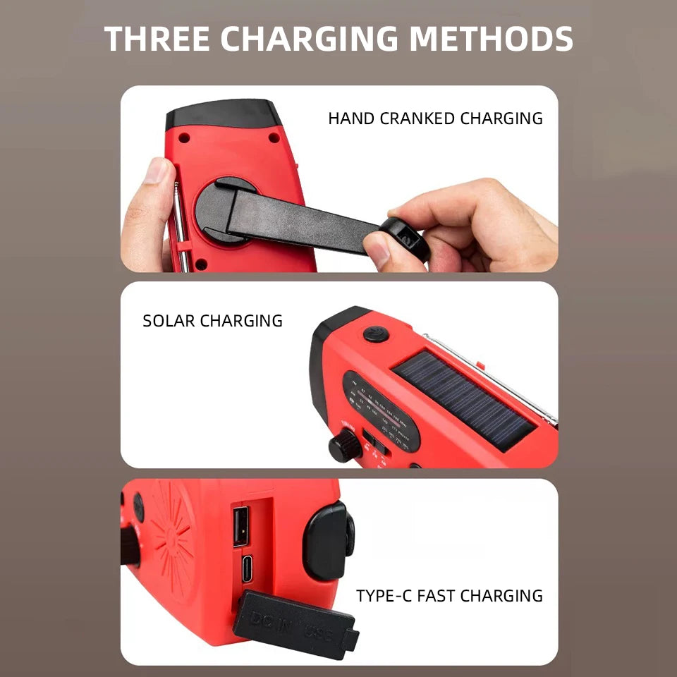 Hand-Crank Outdoor Radio - Solar Charging Light Radio