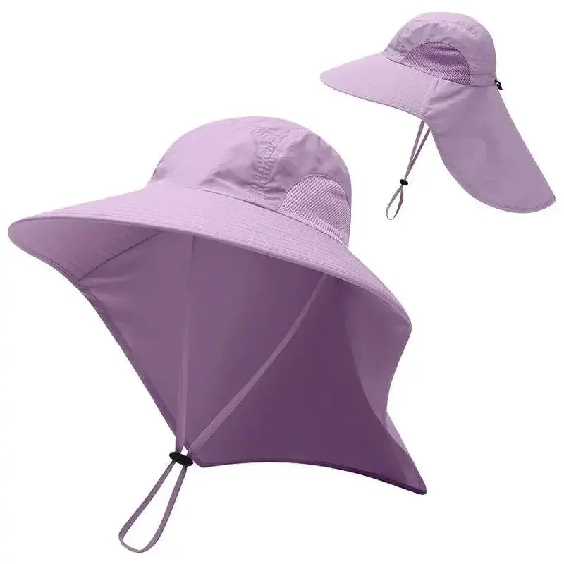Wide Brim Sun Hat - Neck Flap Cap for Hiking and Fishing