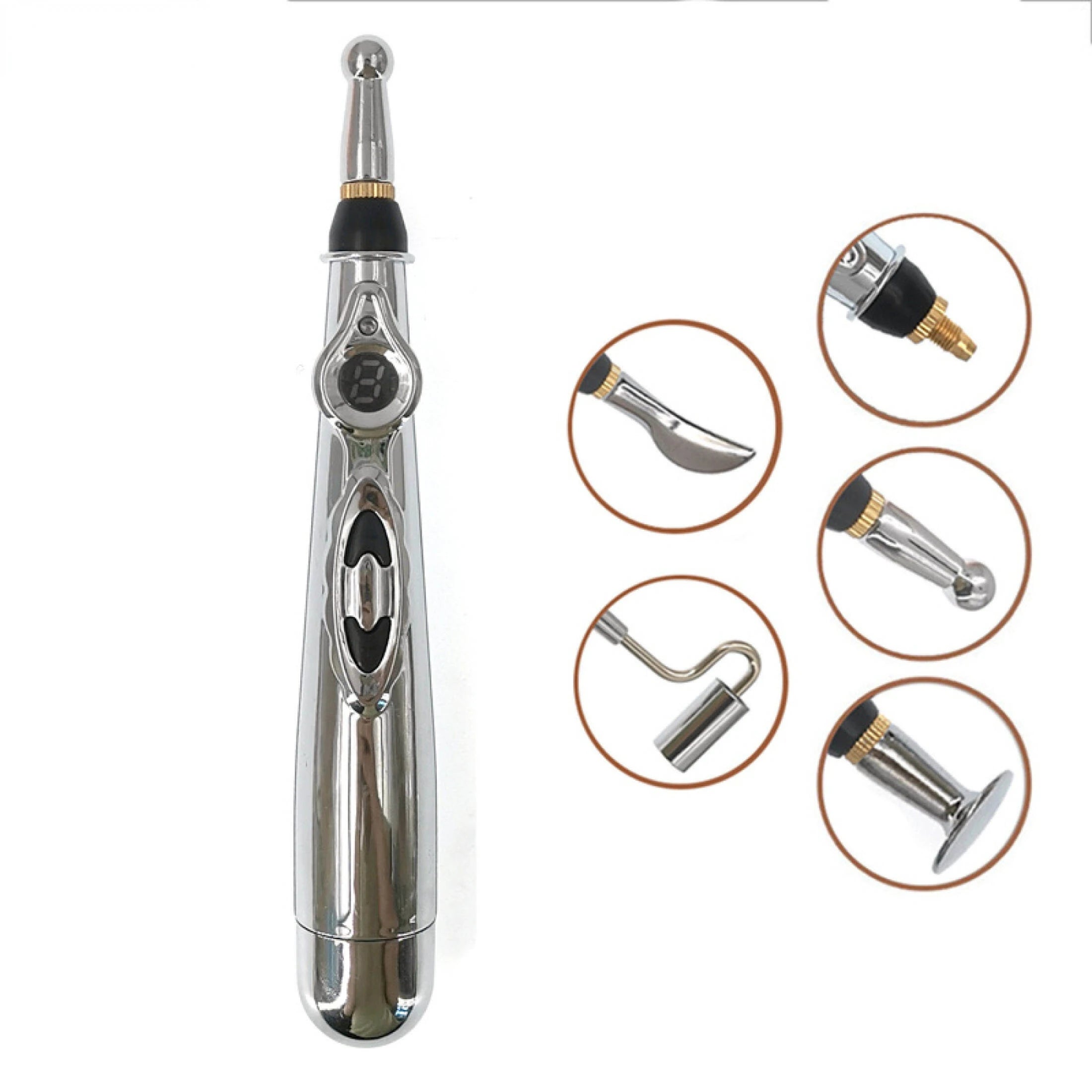 Electric Acupressure Pen – Meridian Massage Tool with Multi-Head Tips