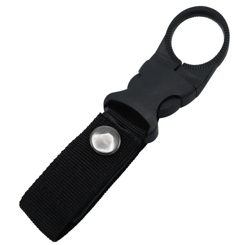 Nylon Water Bottle Holder Clip - Backpack Strap Hook - Bk