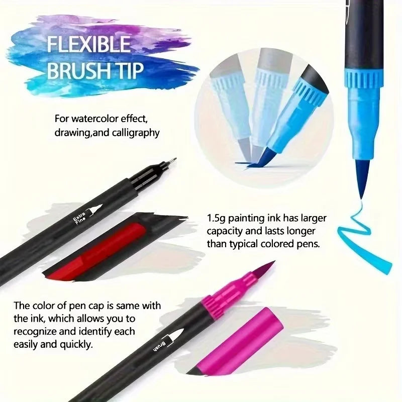 Double-Ended Watercolor Markers - 24-Color Art Set