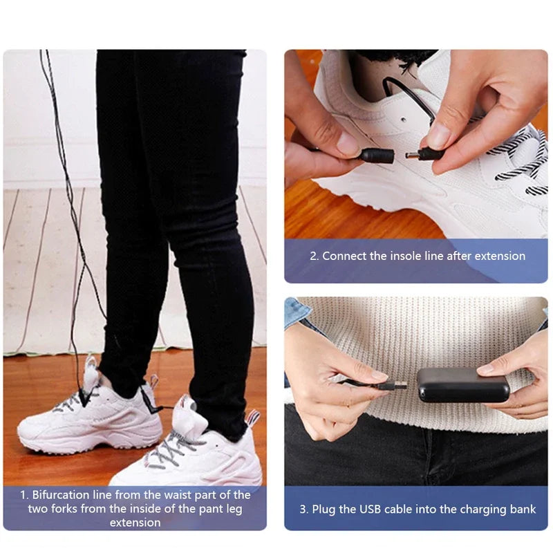 USB Heated Shoe Insoles - Trim-to-Fit Foot Warmer Inserts