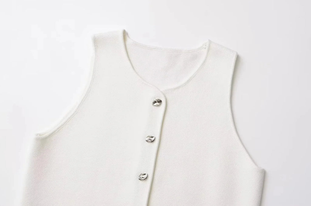 Women's Cropped Knit Vest - Sleeveless Asymmetrical Sweater