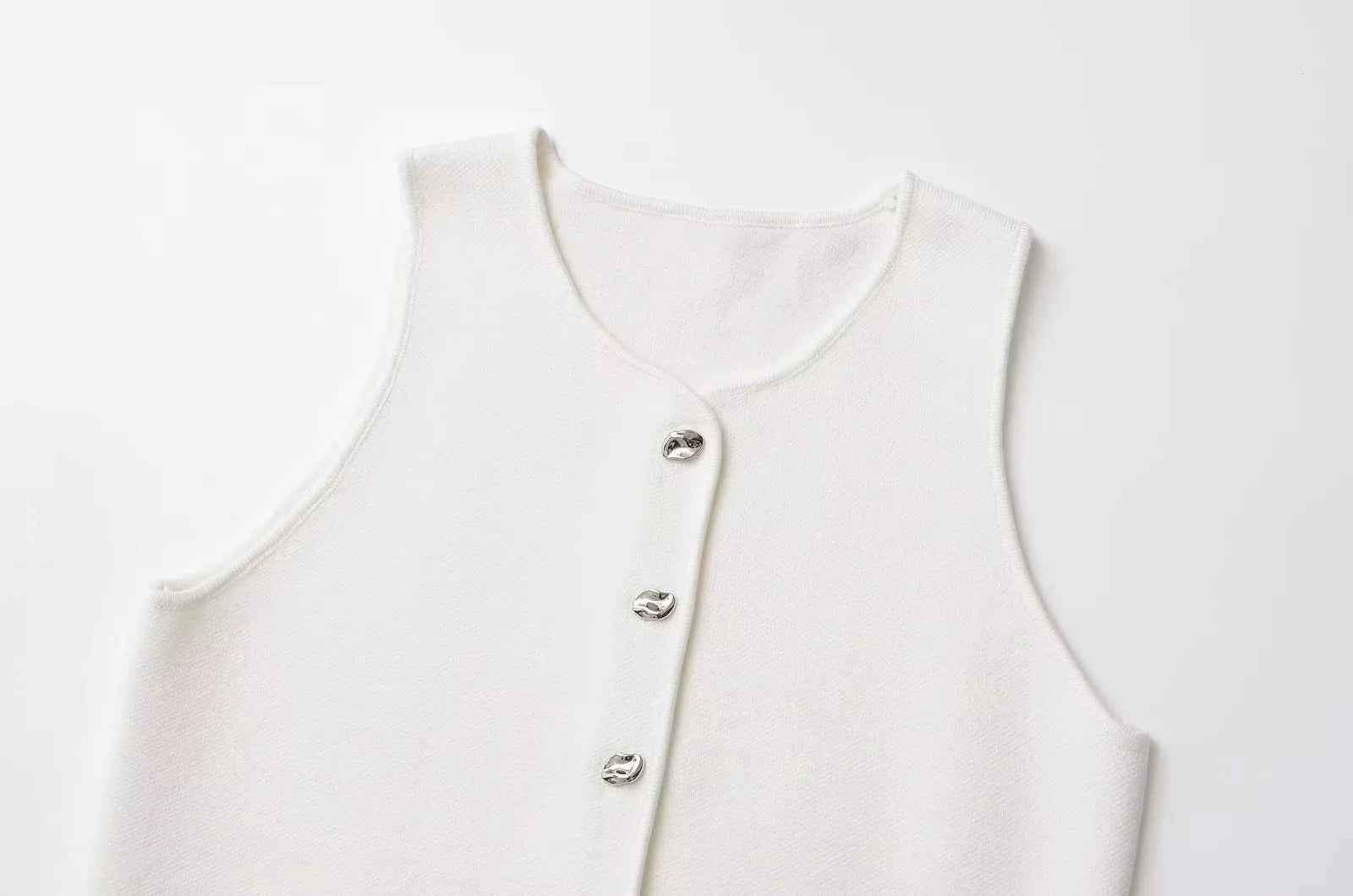 Women's Cropped Knit Vest - Sleeveless Asymmetrical Sweater