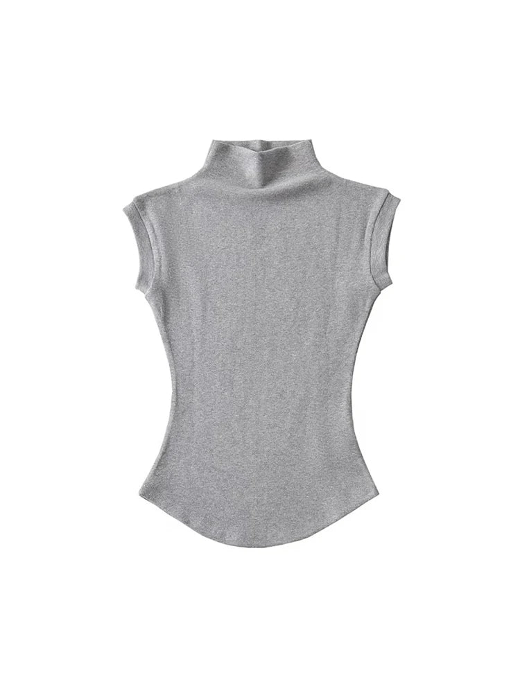 Sleeveless Turtleneck Top - Slim Fit Summer Tee