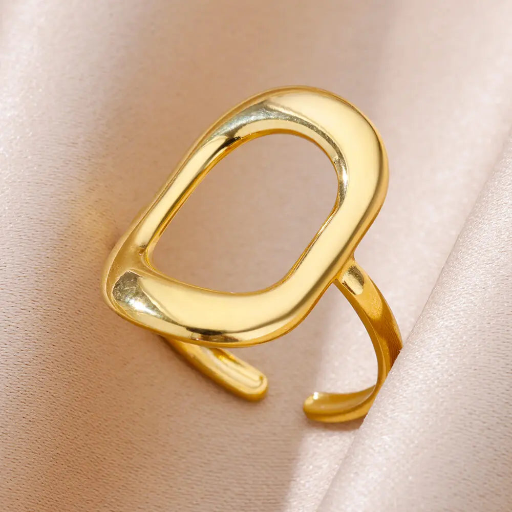 Gold-Color Stainless Steel Ring - Classic Fashion Jewelry - 4 / Gold Color