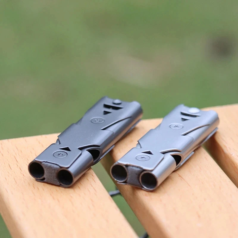 Double-Tube Whistle - Steel Signal Tool for Outdoor Kits