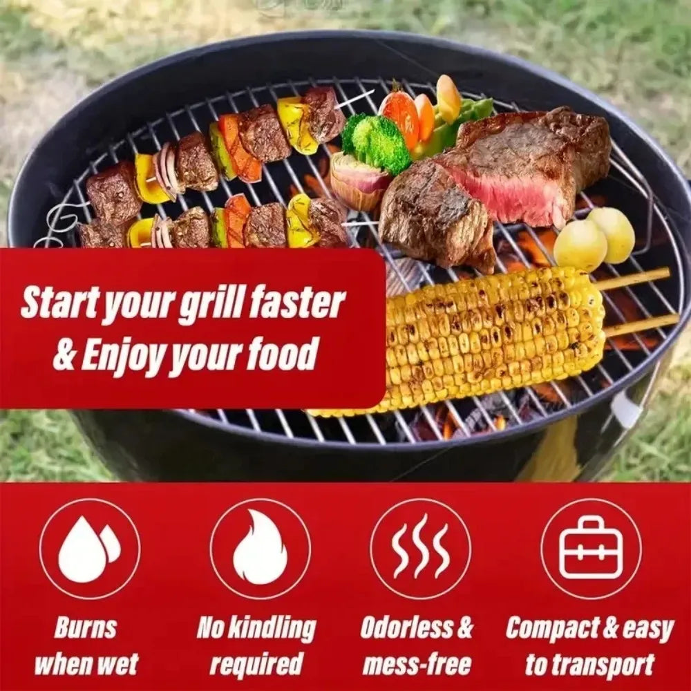 Wax Wood Fire Starter Sticks - BBQ Starter Set for Camp Cooking