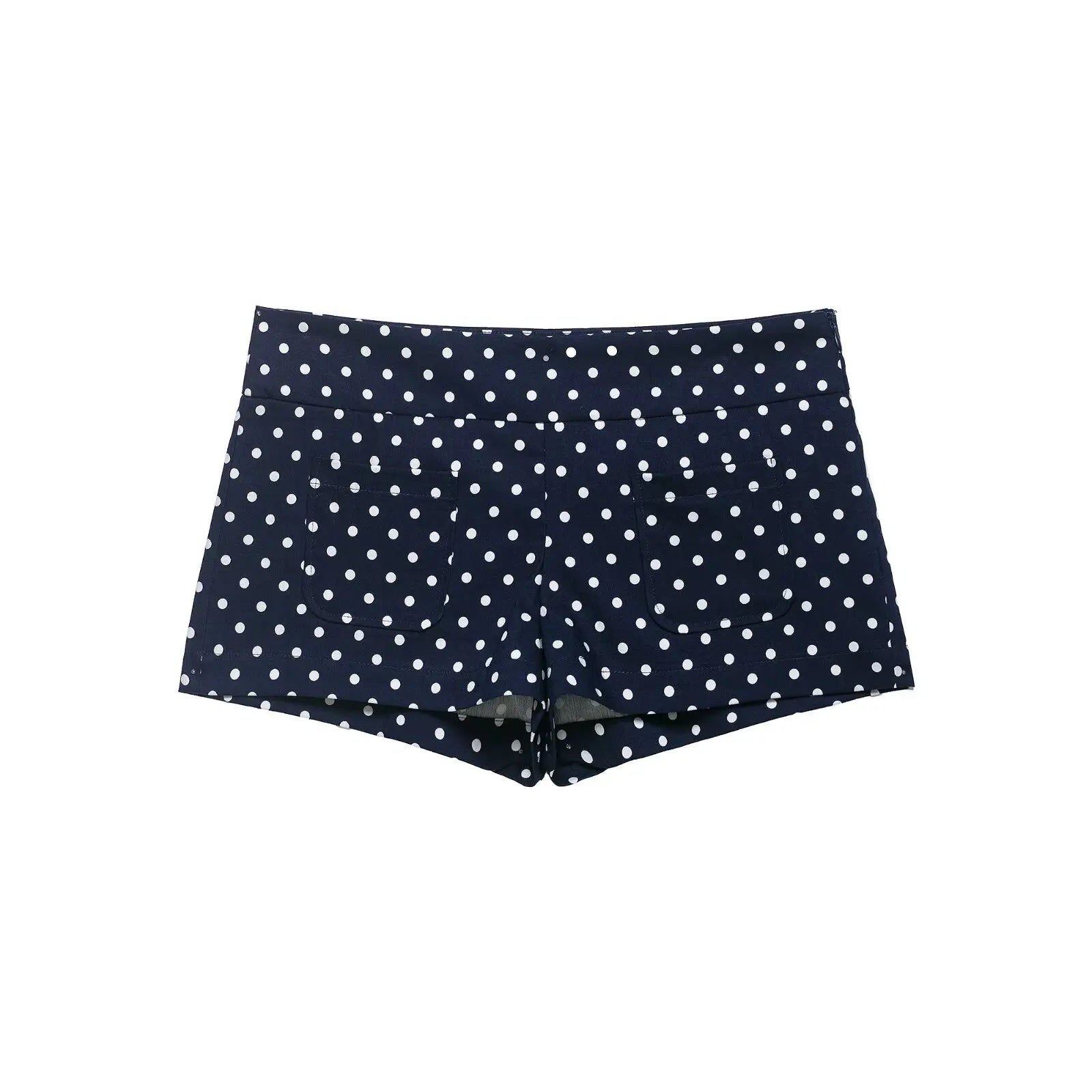 Women's Polka Dot Zip Jacket - Drawstring Casual Outerwear - Navy Dot Shorts