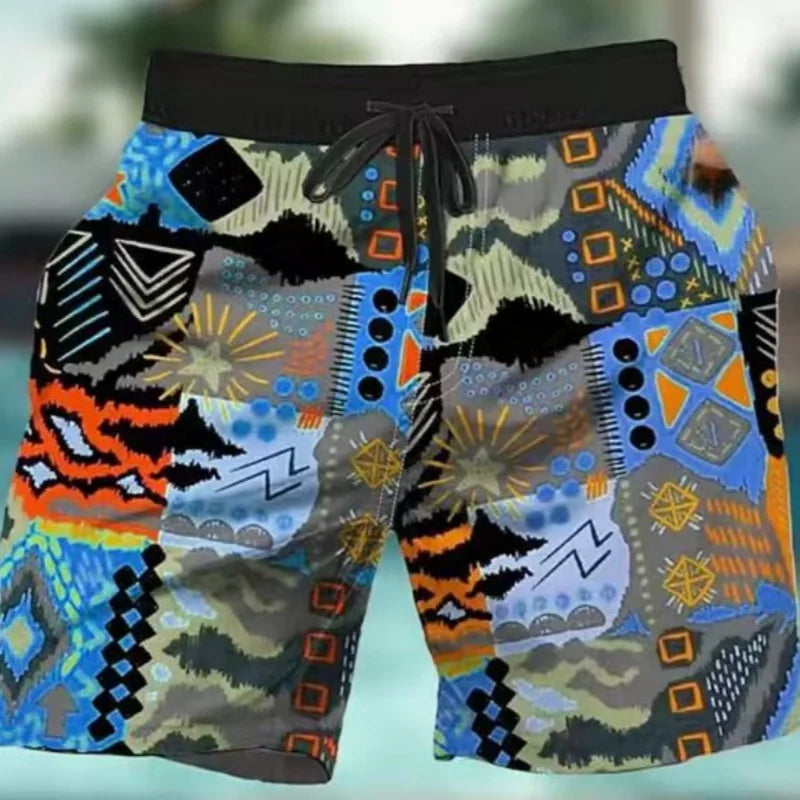 Graffiti Print Swim Shorts - Men's Beach Board Shorts - Image Style 7