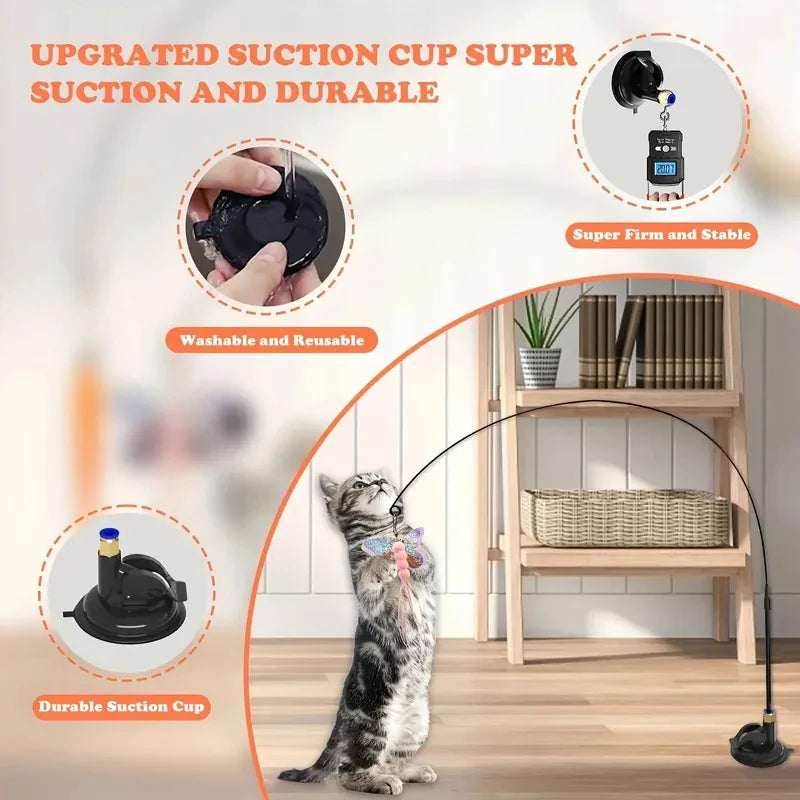 Cat Teaser Wand - Bell and Feather Toy for Active Play