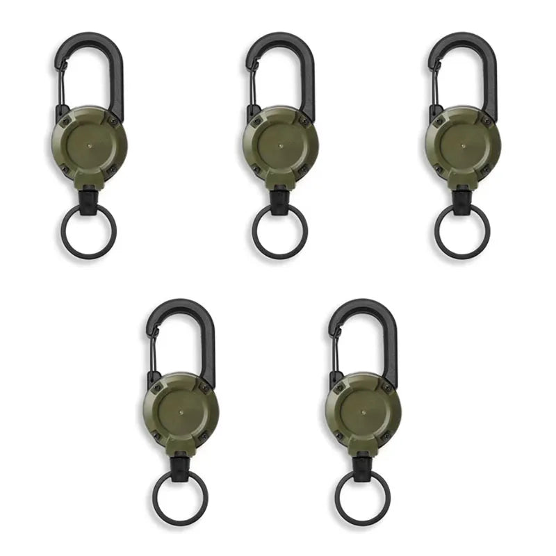 Retractable Keychain Reel - Carabiner Pull Cord Holder for Gear Organization - Green