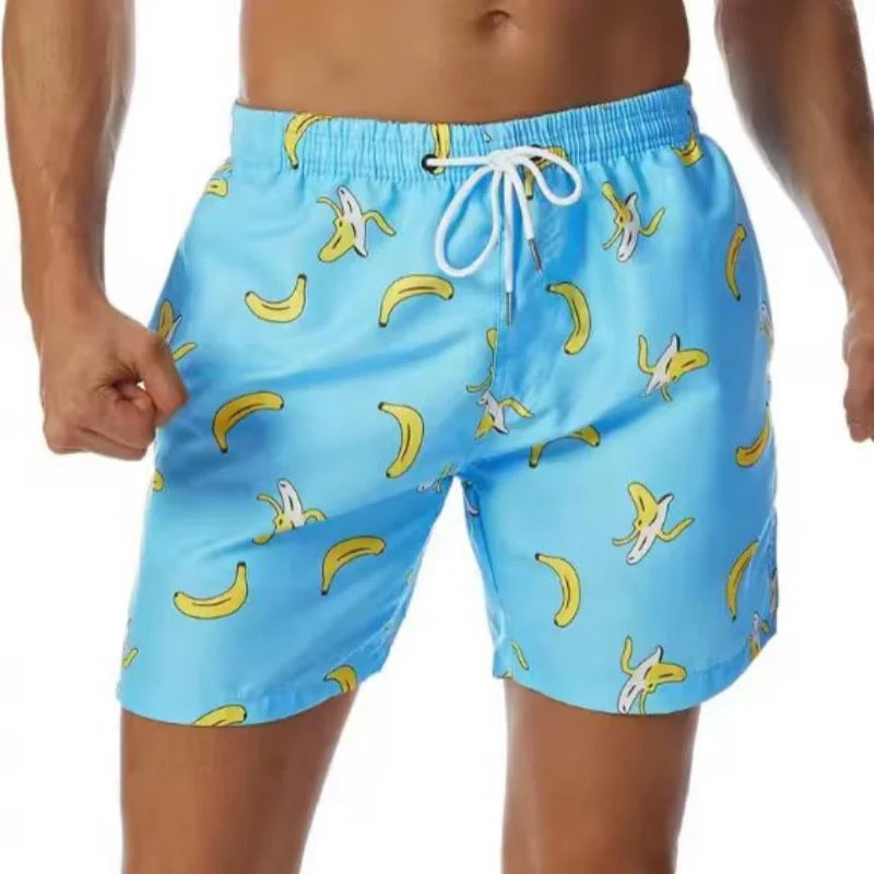 Graffiti Print Swim Shorts - Men's Beach Board Shorts - Image Style 4