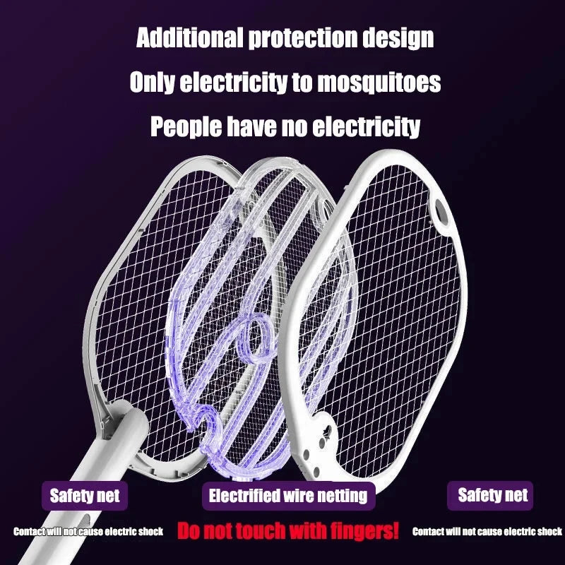Rechargeable Mosquito Swatter - 3-in-1 Electric Bug Lamp
