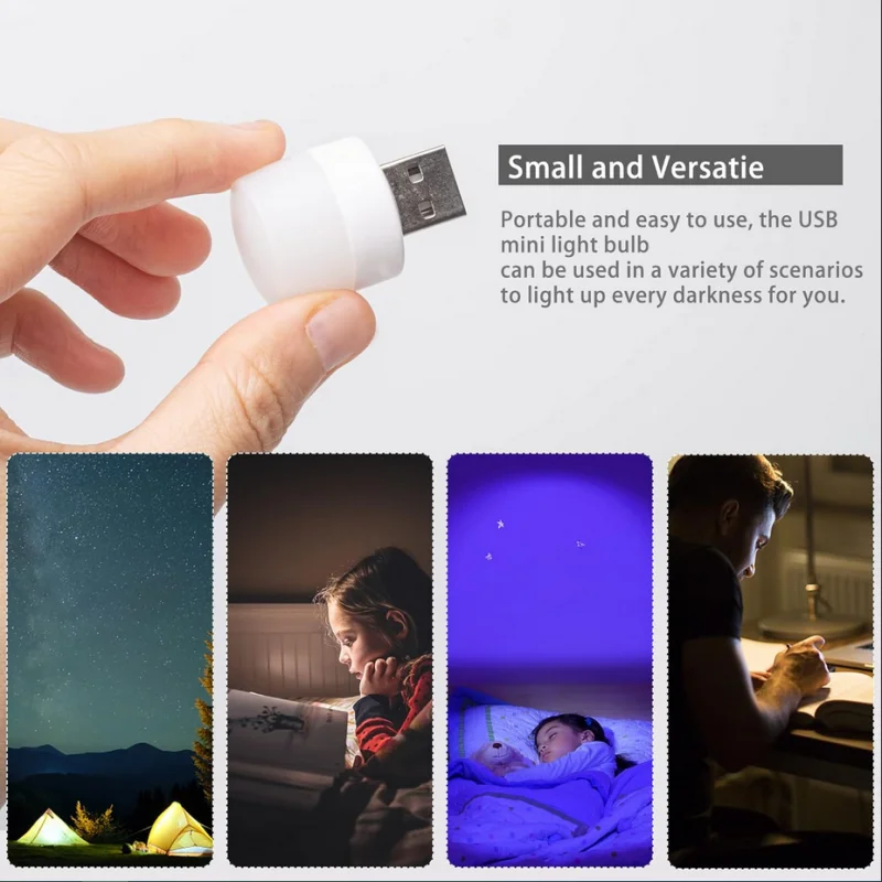USB Mini Night Light - Plug-In LED Reading Lamp