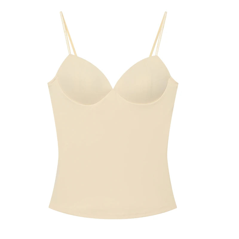 Women's Corset Crop Top - Sleeveless Camisole Bustier - Beige