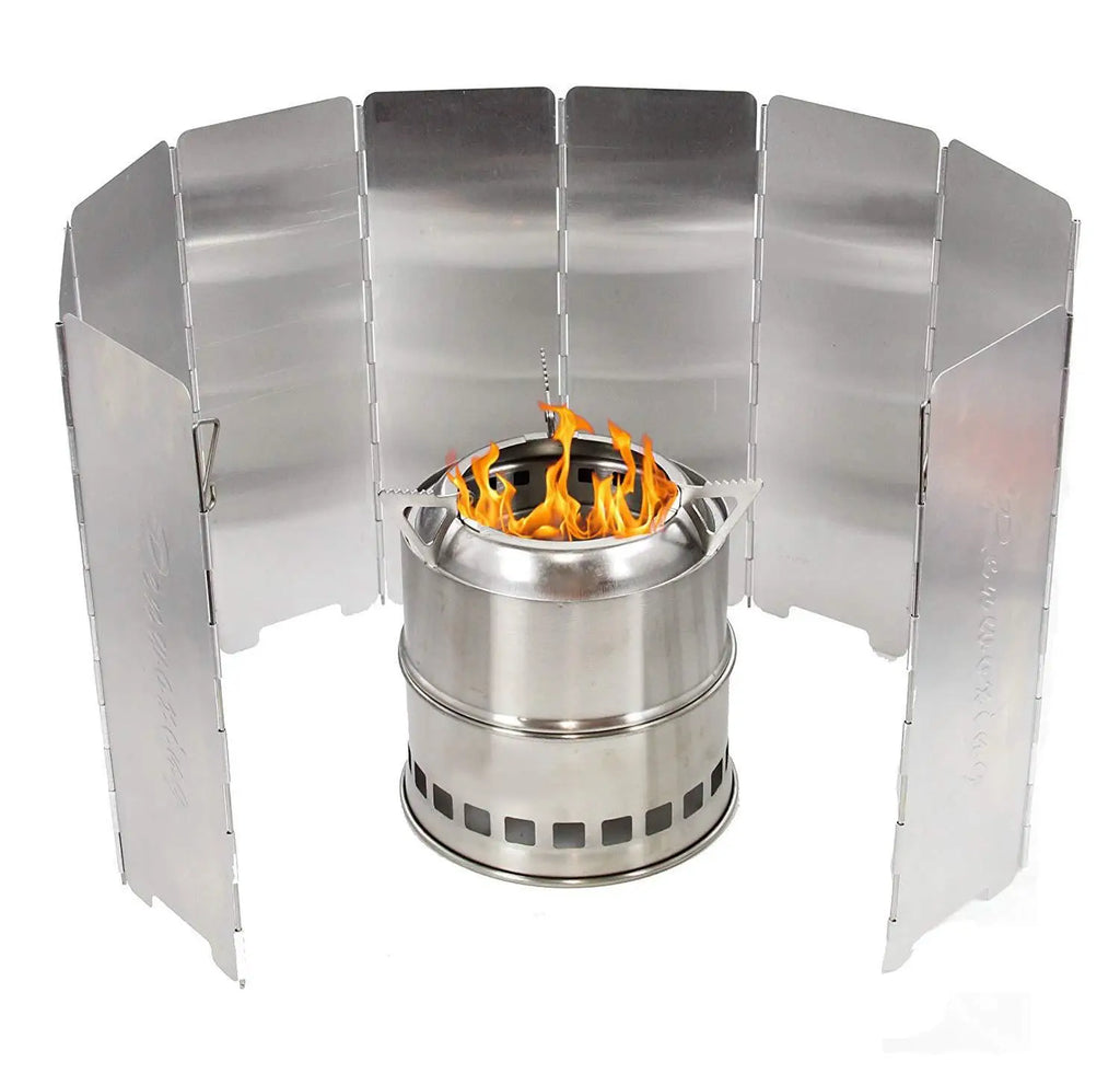 Camping Stove Windshield - Folding Screen for Outdoor Cooking - 8 Plates