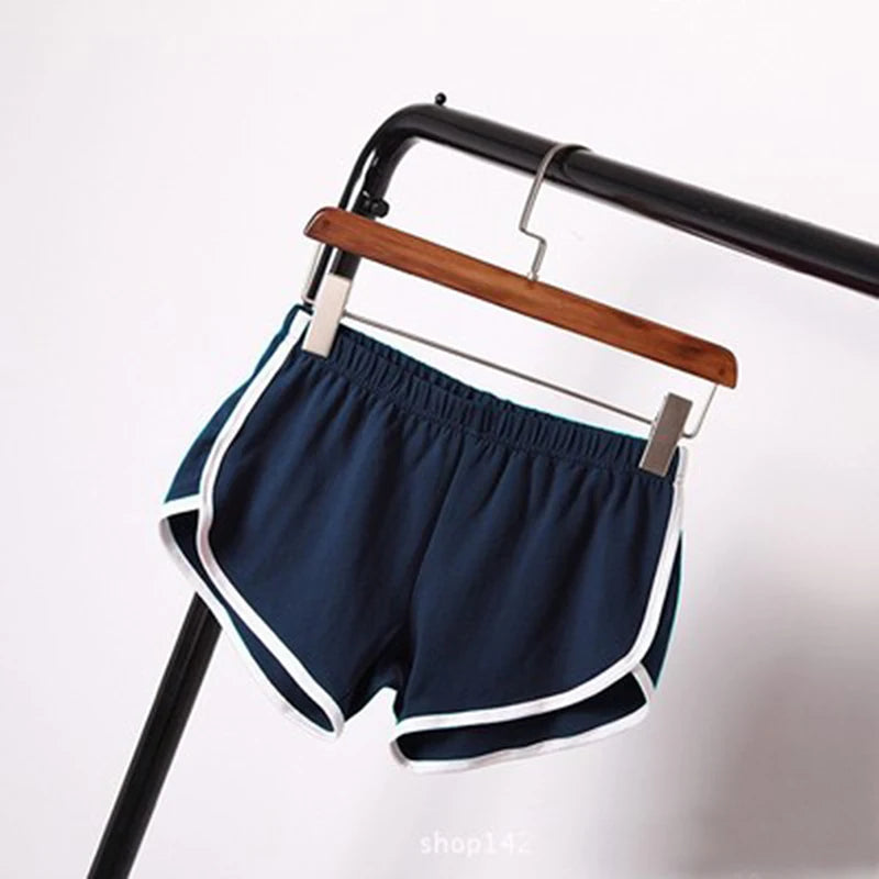 Women's Elastic Waist Shorts - Casual Athletic Short Pants - Navy Blue