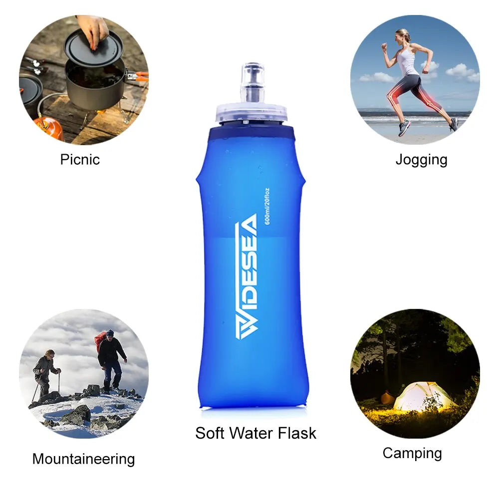 Soft Folding Water Bottle - 600 mL Outdoor Hydration Flask