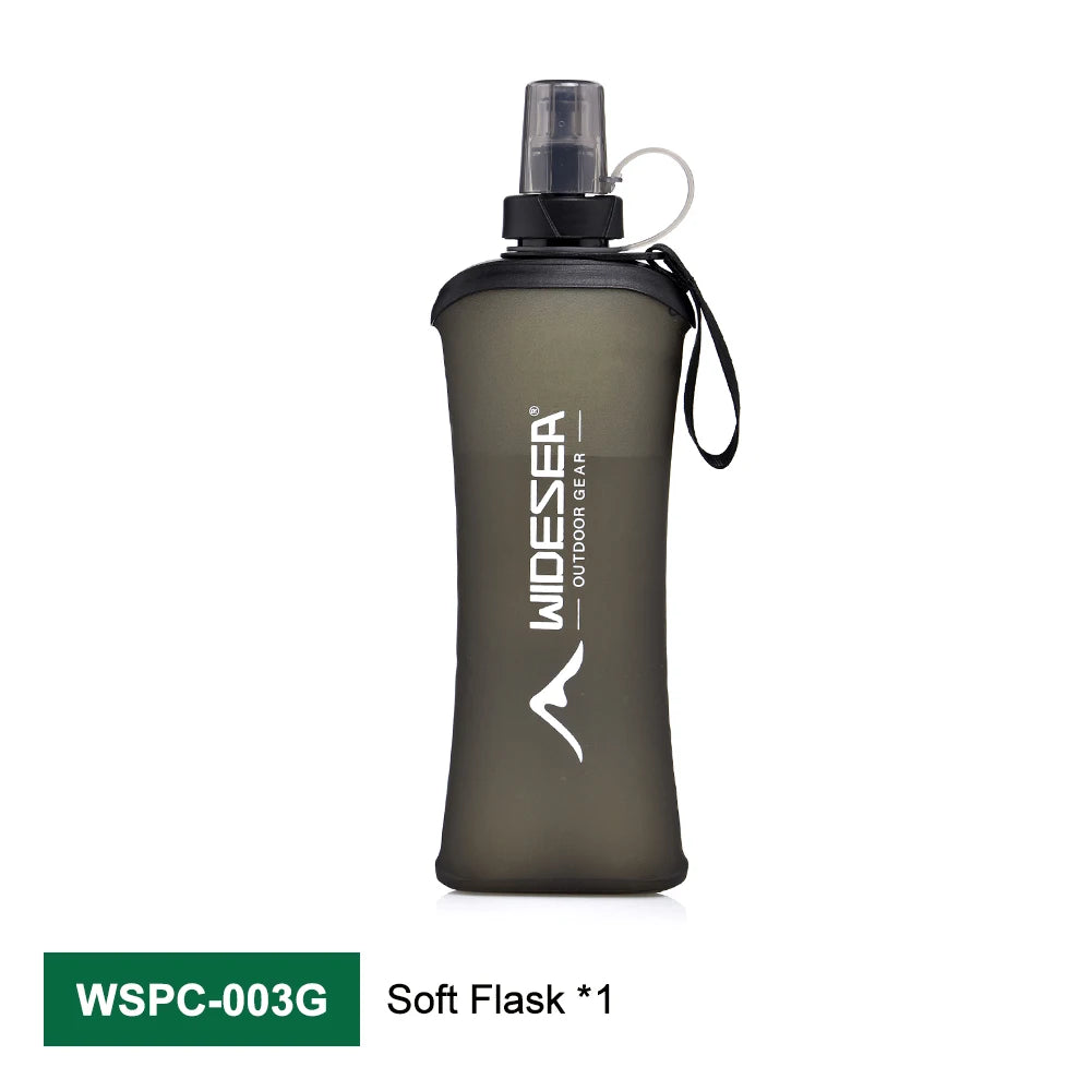 Soft Folding Water Bottle - 600 mL Outdoor Hydration Flask - Green