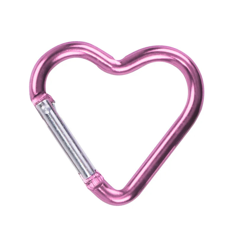 Heart-Shaped Carabiner Clip - Keychain Hook for Bags - Pink